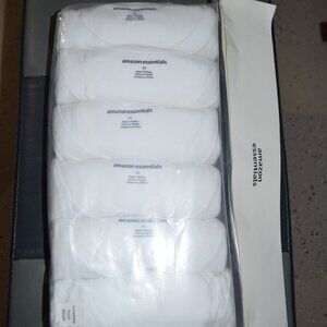 New Amazon Essentials Mens Medium S/S Crewneck White Tees, 6 pack